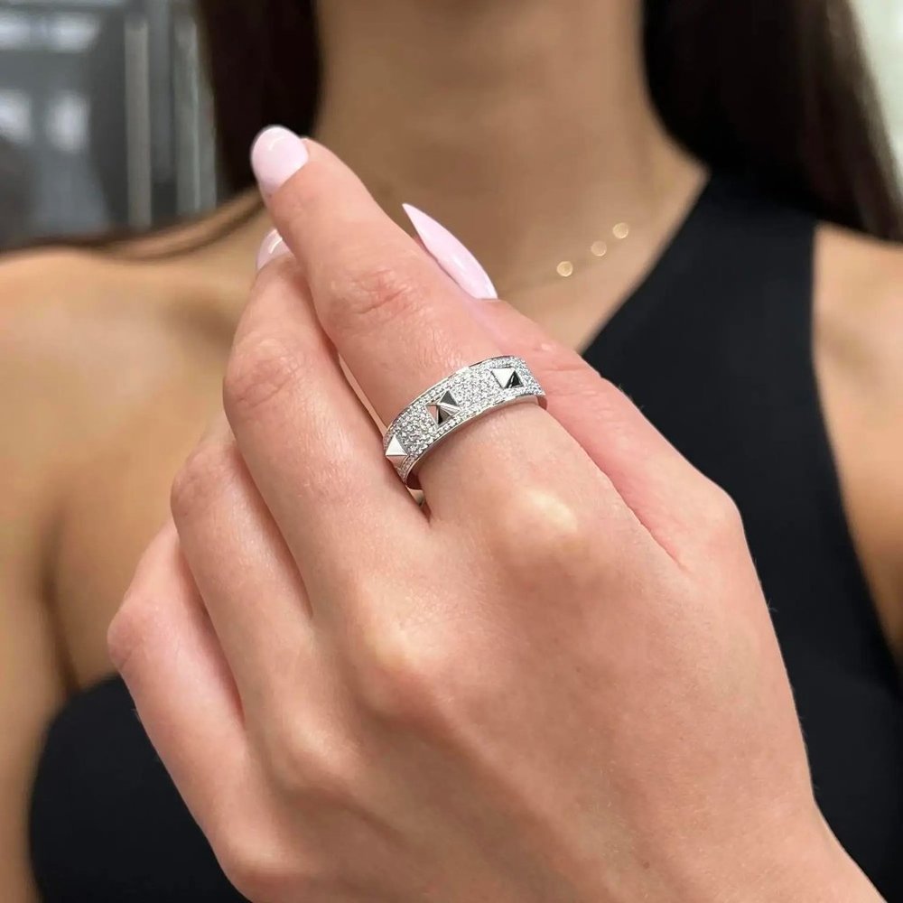 Messika 0.61Cttw Spiky Diamond Band Ring 18K White Gold Size 56 US 8